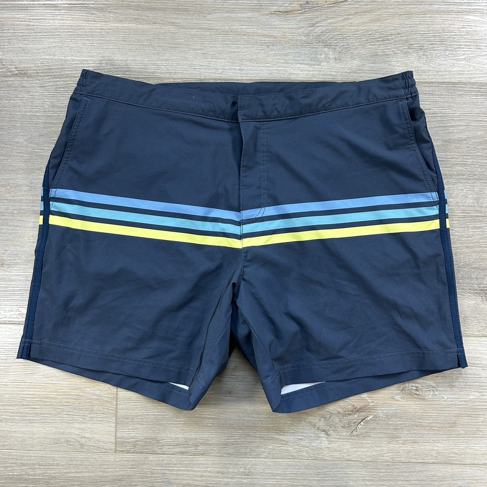 Fair Harbor Board Shorts Mens 36 Navy Swim Trunks Striped Swim BreezeKnit Liner